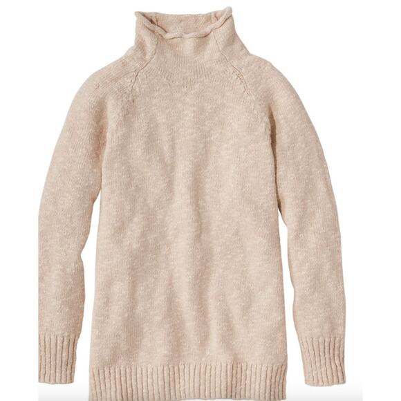 LL Bean Women's Cotton Ragg Roll Neck Sweater Light Pink Size Medium New - Picture 1 of 7